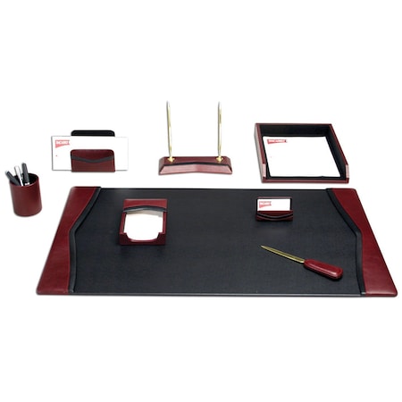 Dacasso Burgundy Contemporary Leather 8-Piece Desk Set DF-7012